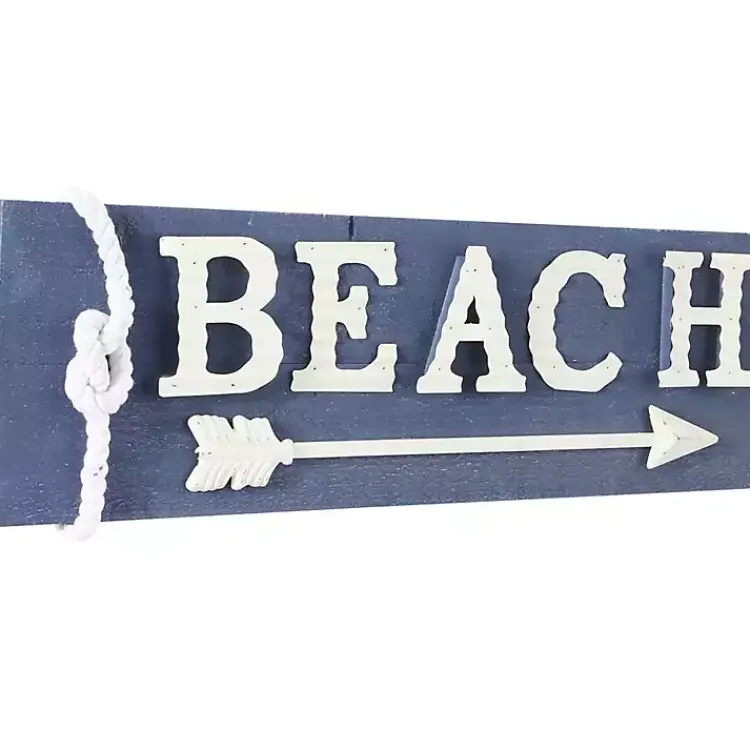 Wall Quotes & Signs-Kirklands Home Fir Beach Arrow Coastal Wall Plaque Blue