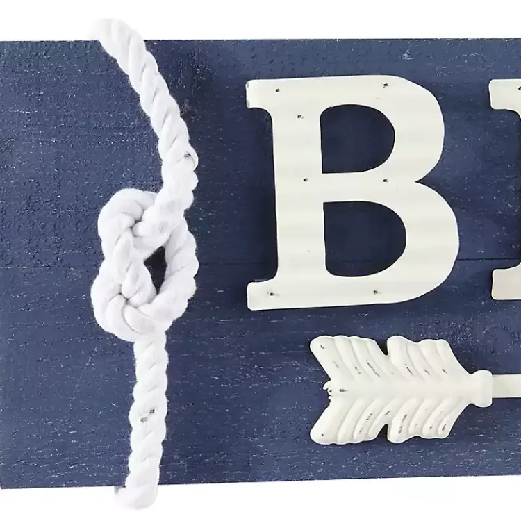 Wall Quotes & Signs-Kirklands Home Fir Beach Arrow Coastal Wall Plaque Blue