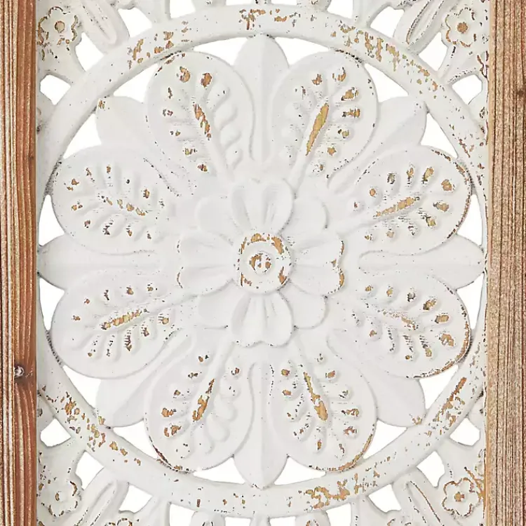 Wall Plaques-Kirklands Home Distressed White Floral Wall Plaques, Set of 3