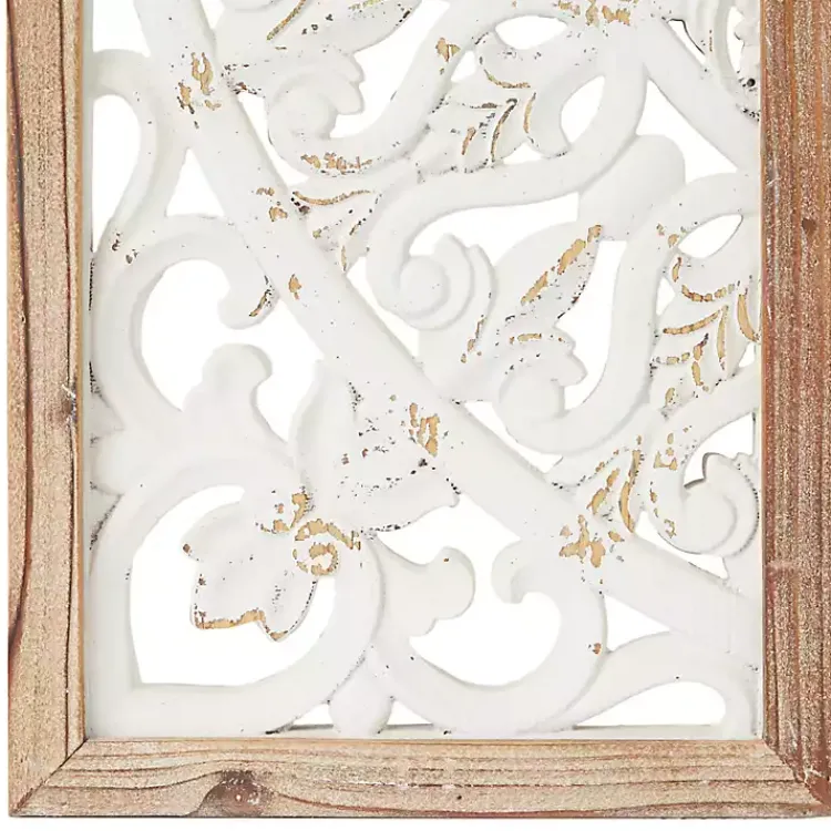Wall Plaques-Kirklands Home Distressed White Floral Wall Plaques, Set of 3