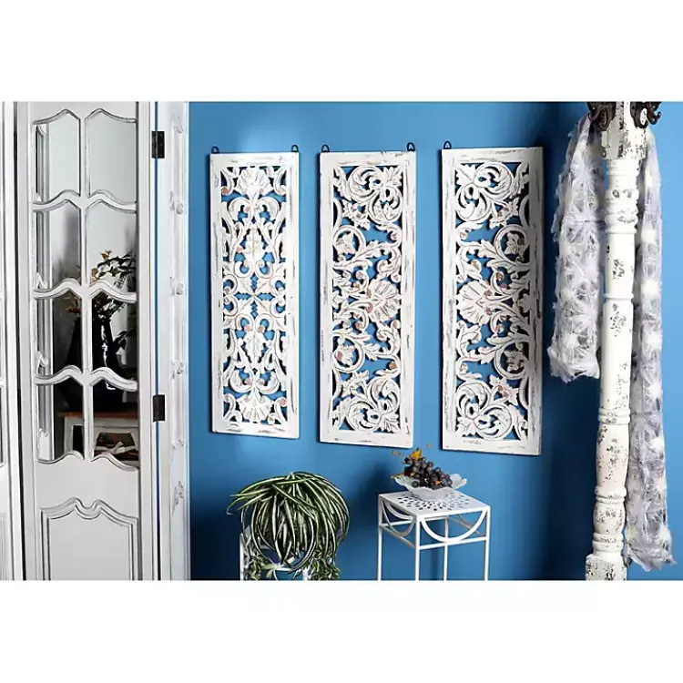 Wall Plaques-Kirklands Home Weathered Gray Wood Panel Wall Plaques, Set of 3