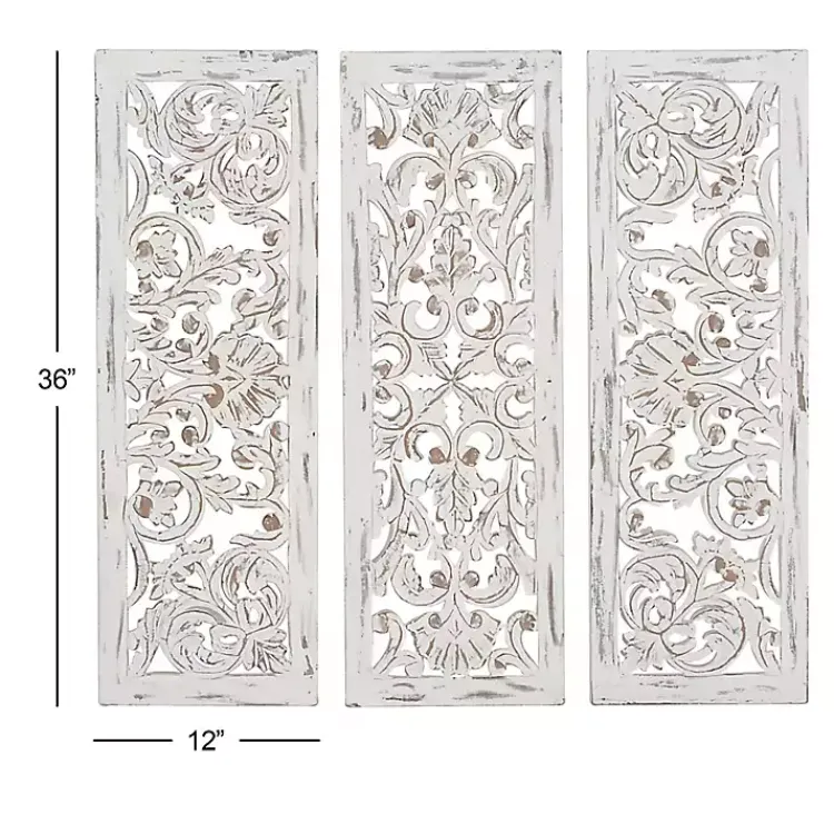 Wall Plaques-Kirklands Home Weathered Gray Wood Panel Wall Plaques, Set of 3