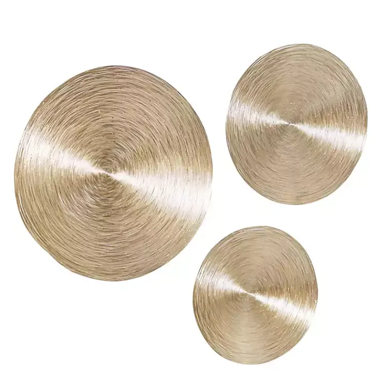 Wall Plaques-Kirklands Home Metallic Plates Wall Sculptures, Set of 3 Gold