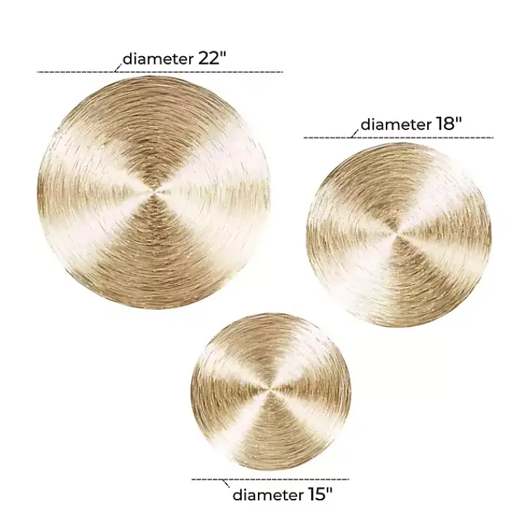 Wall Plaques-Kirklands Home Metallic Plates Wall Sculptures, Set of 3 Gold