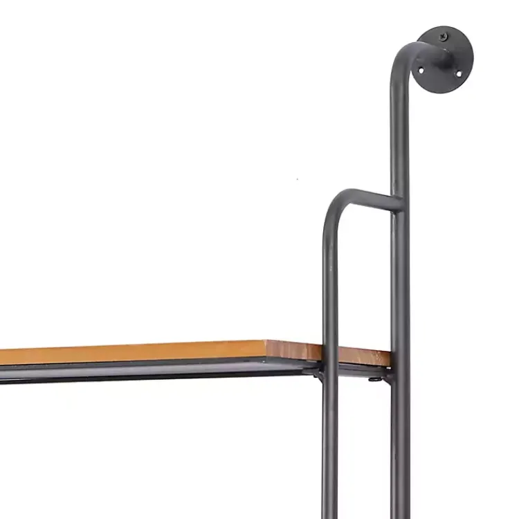 Shelves-Kirklands Home Black Metal Pipe Frame Brown Wood Wall Shelf