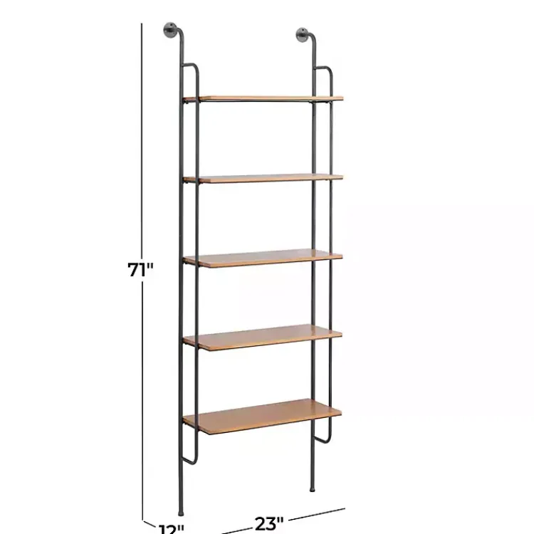 Shelves-Kirklands Home Black Metal Pipe Frame Brown Wood Wall Shelf