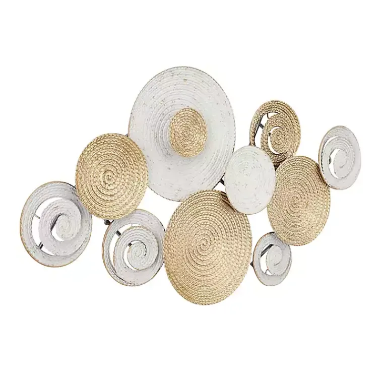 Wall Plaques-Kirklands Home Gold and White Round Layered Plates Wall Sculpture