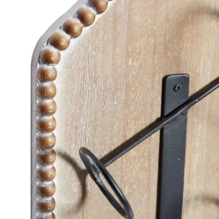 Wall Storage-Kirklands Home Brown Wood Bottle Frame Metal Bracket Wine Holder