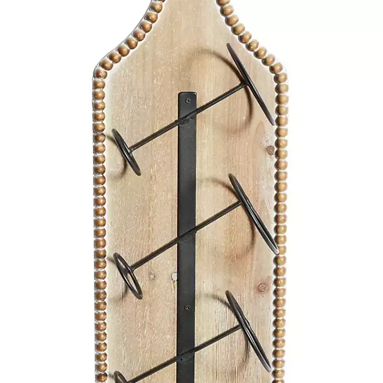 Wall Storage-Kirklands Home Brown Wood Bottle Frame Metal Bracket Wine Holder