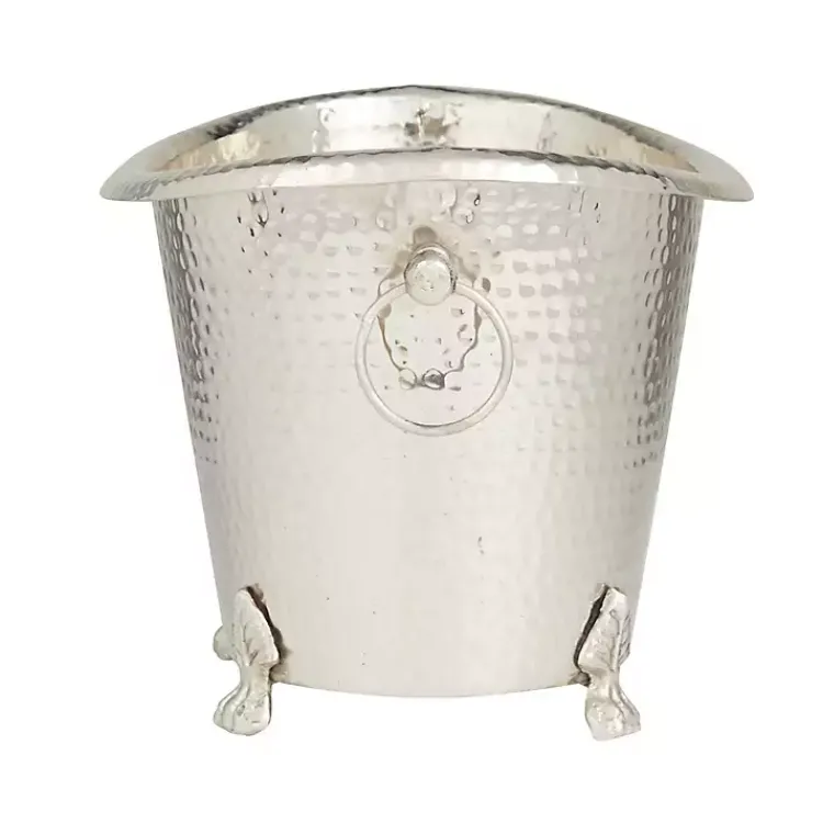 Barware-Kirklands Home Hammered Metal Footed Wine Bucket Silver
