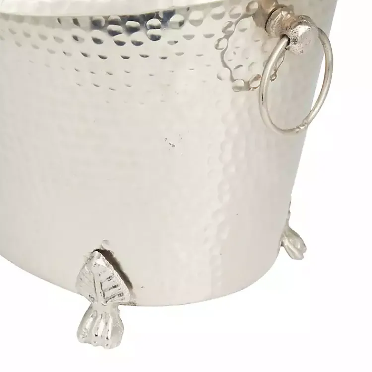 Barware-Kirklands Home Hammered Metal Footed Wine Bucket Silver