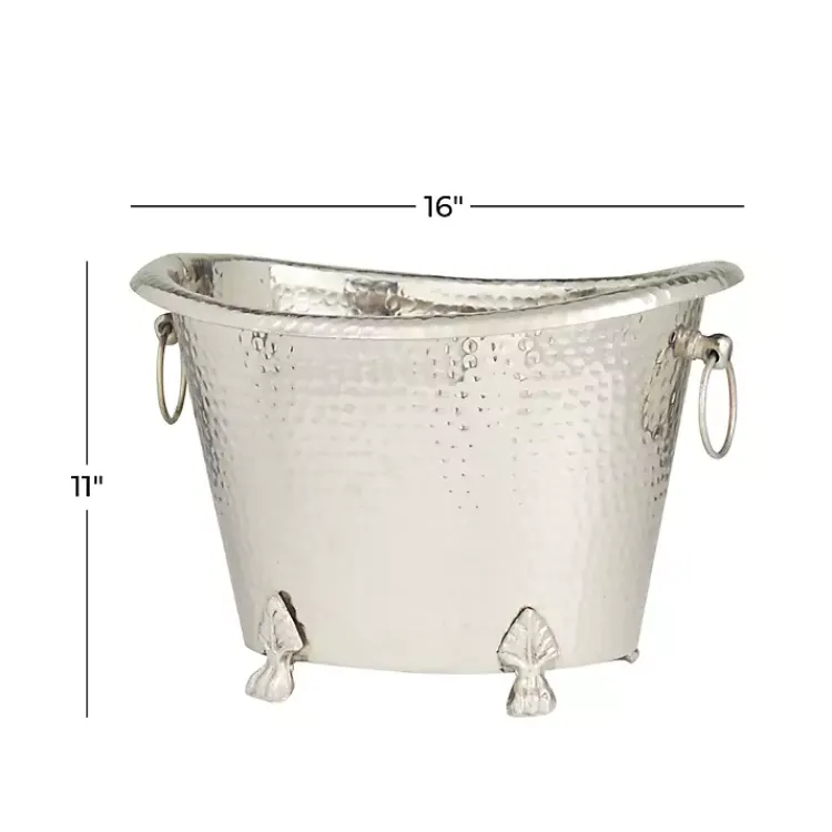 Barware-Kirklands Home Hammered Metal Footed Wine Bucket Silver