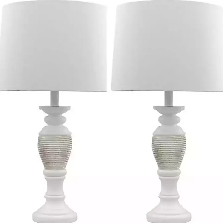 Table Lamps-Kirklands Home Antique Spun Center Table Lamps, Set of 2 Ivory