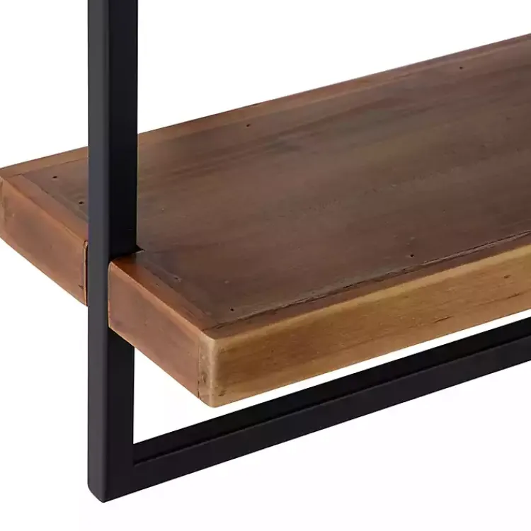 Shelves-Kirklands Home Brown Wood Black Metal Frame Wall Shelves