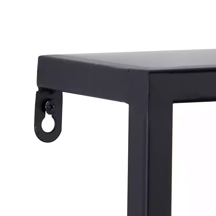 Shelves-Kirklands Home Brown Wood Black Metal Frame Wall Shelves