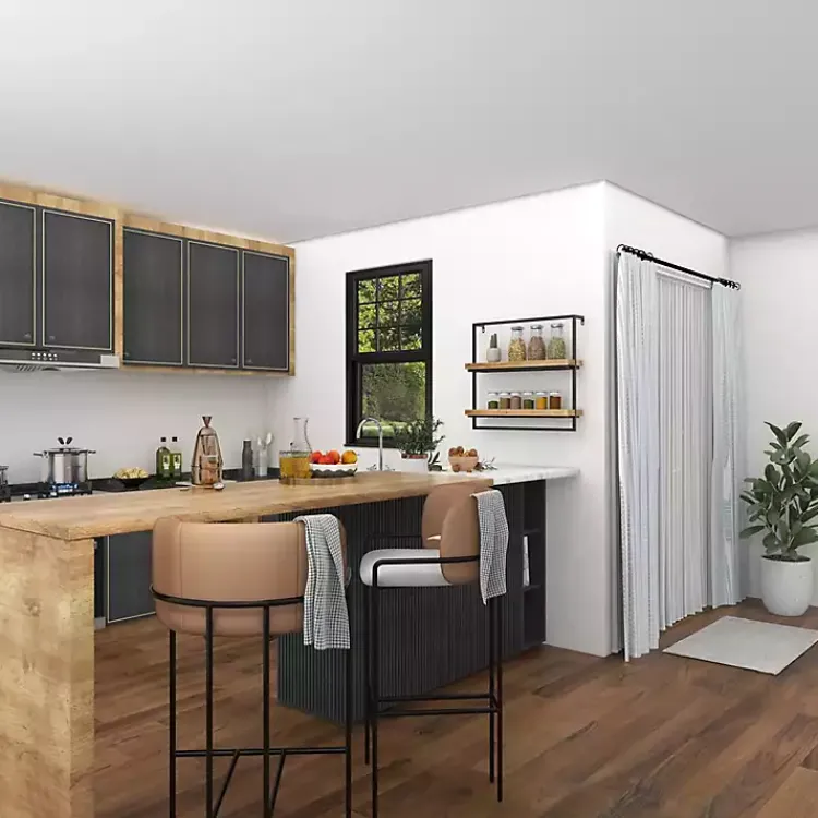 Shelves-Kirklands Home Brown Wood Black Metal Frame Wall Shelves