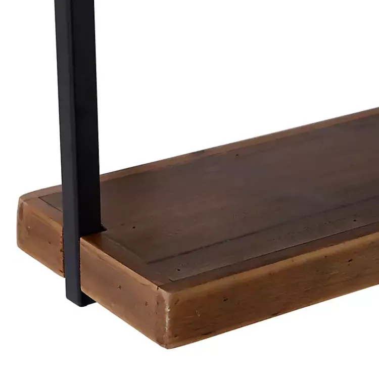Shelves-Kirklands Home Brown Wood Black Metal Frame 3-pc. Wall Shelves