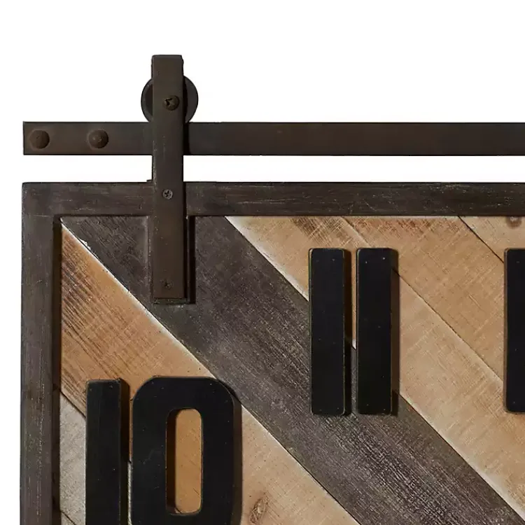 Clocks-Kirklands Home Brown Wood Black Metal Accent Square Wall Clock