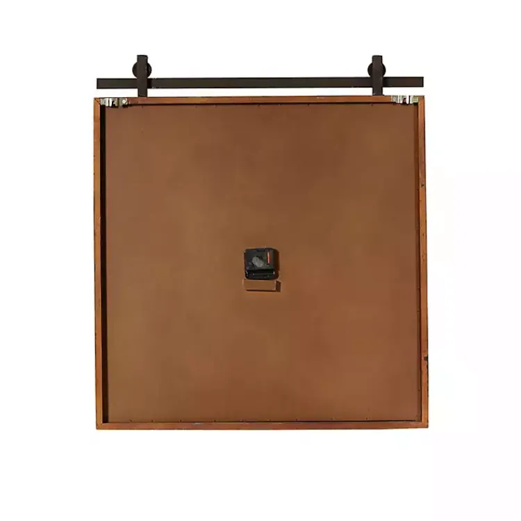 Clocks-Kirklands Home Brown Wood Black Metal Accent Square Wall Clock