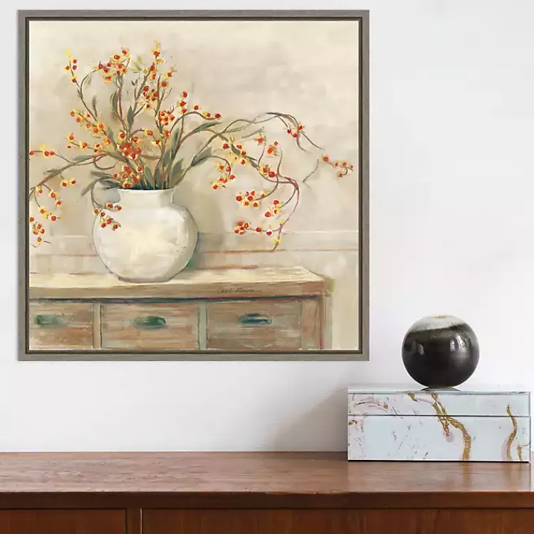 Canvas Art-Kirklands Home Bittersweet Bouquet Framed Canvas Art Print Tan