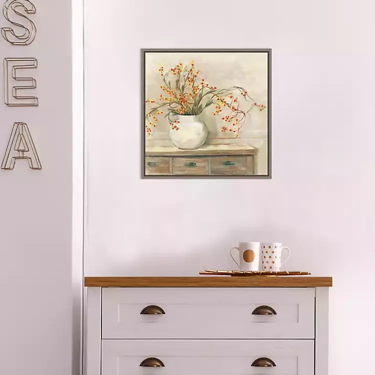 Canvas Art-Kirklands Home Bittersweet Bouquet Framed Canvas Art Print Tan