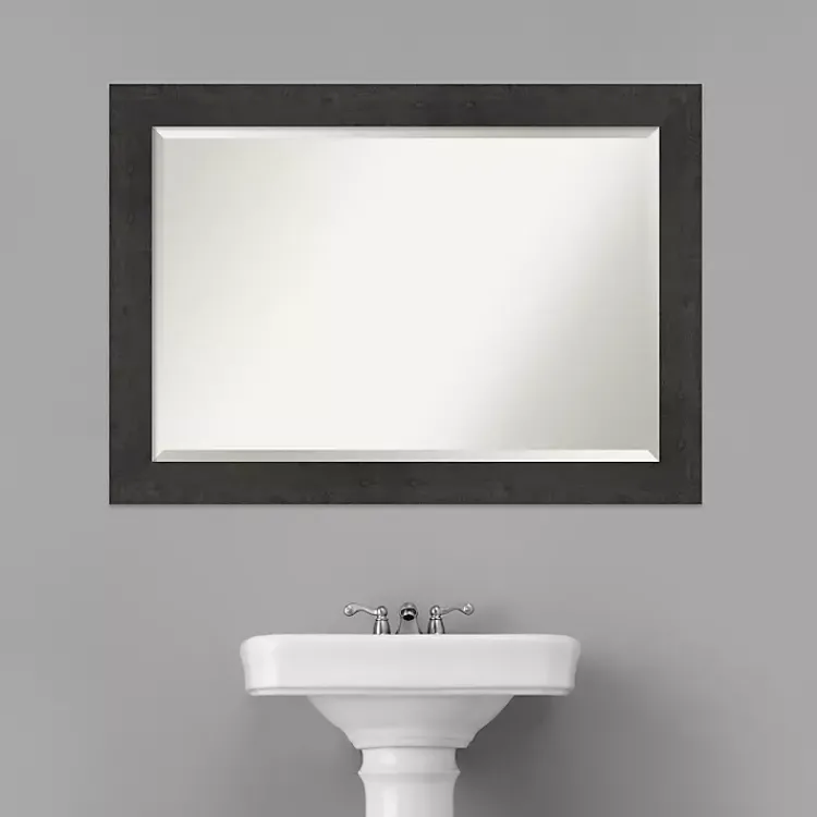 Framed Mirrors-Kirklands Home Espresso Plank Beveled Mirror