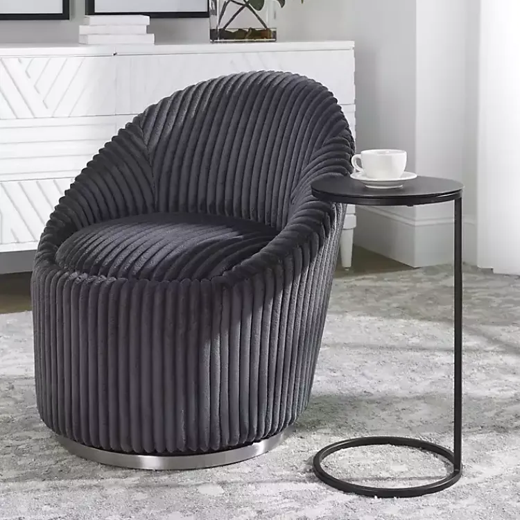 Accent & End Tables-Kirklands Home Aged Metal Frame Slab Top Accent Table Black