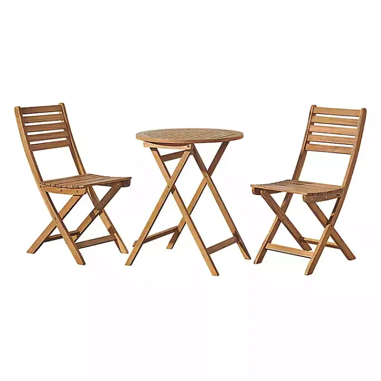 Outdoor Sets-Kirklands Home Acacia Wood Slatted 3-pc. Outdoor Bistro Set Tan