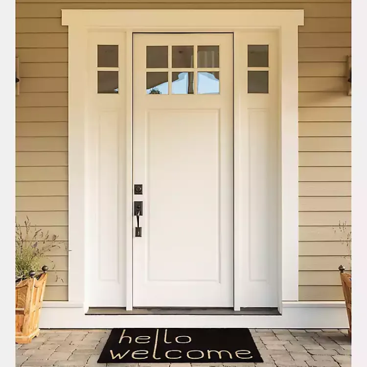 Doormats-Kirklands Home Black Hello Welcome Doormat