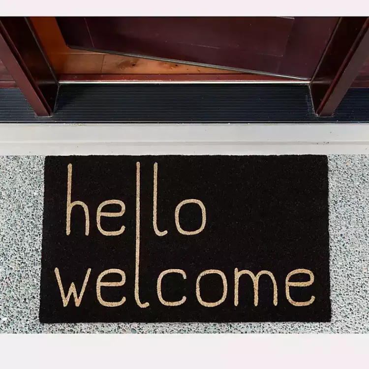 Doormats-Kirklands Home Black Hello Welcome Doormat