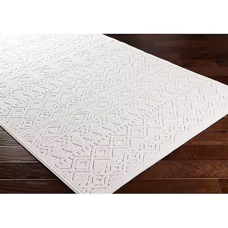 Area Rugs-Kirklands Home Ivory Raised Diamond Stripes Area Rug, 8x10 White