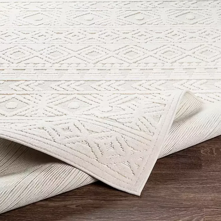 Area Rugs-Kirklands Home Ivory Raised Diamond Stripes Area Rug, 8x10 White