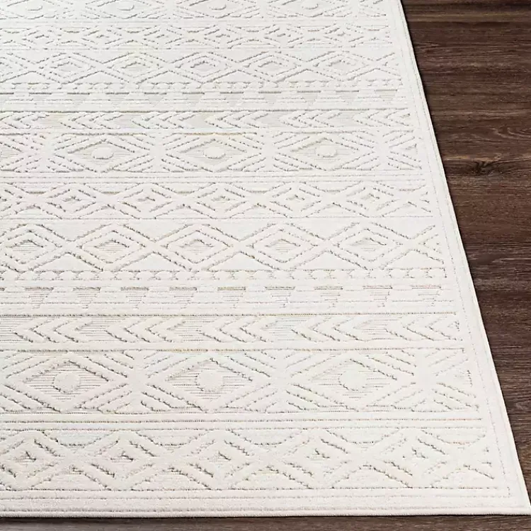 Area Rugs-Kirklands Home Ivory Raised Diamond Stripes Area Rug, 8x10 White