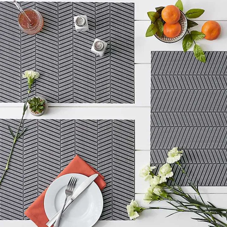 Table Linens-Kirklands Home Textured Twill Weave Placemats, Set of 6 Gray