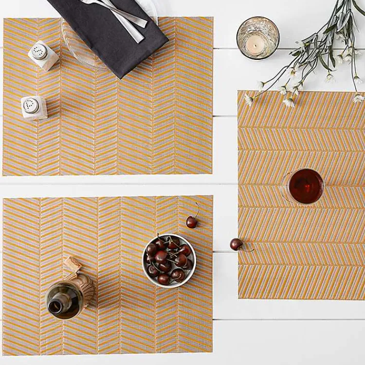 Table Linens-Kirklands Home Textured Twill Weave Placemats, Set of 6 Gold