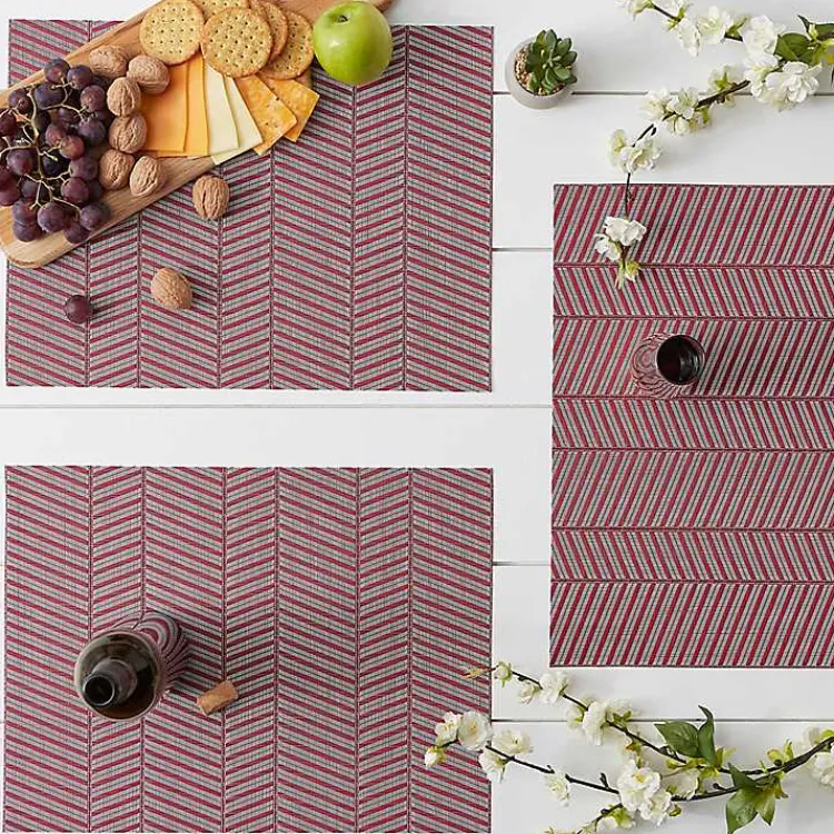Table Linens-Kirklands Home Textu Twill Weave Placemats, Set of 6 Red