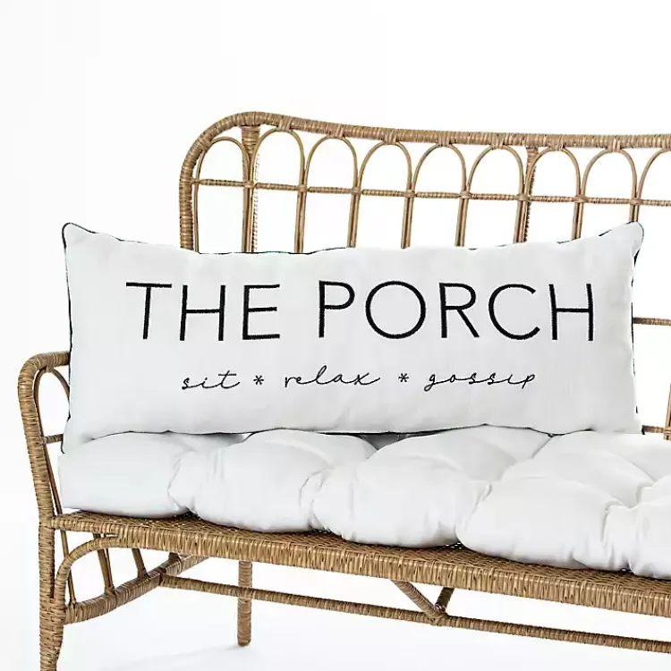 Outdoor Cushions & Pillows-Kirklands Home The Porch Outdoor Lumbar Pillow White