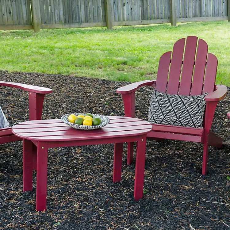 Outdoor Tables-Kirklands Home Acacia Wood Oval Adirondack Coffee Table Red