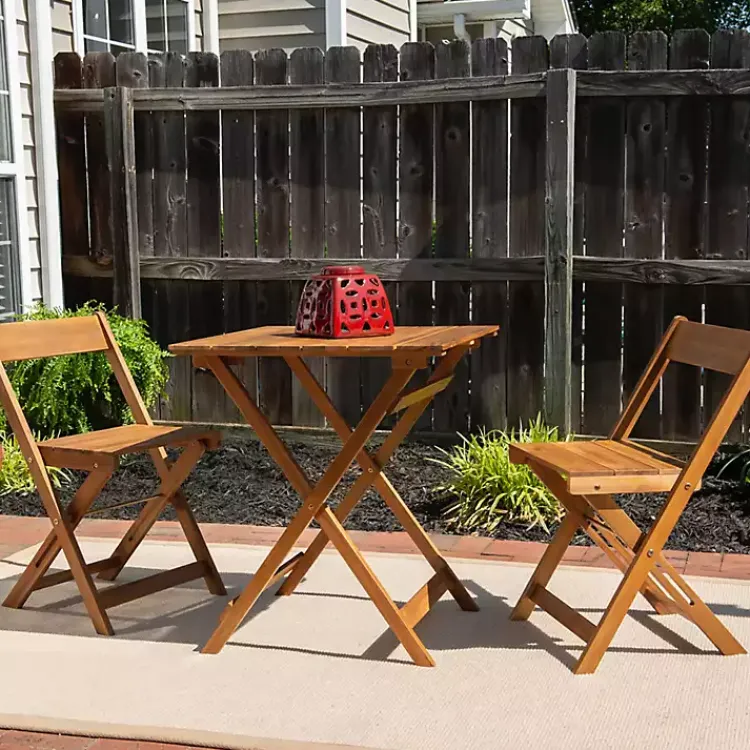 Outdoor Sets-Kirklands Home Acacia Wood 3-pc. Bistro Set Brown