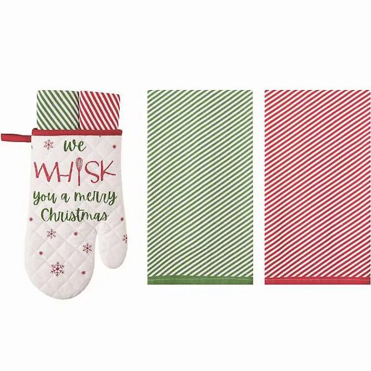 Kitchen Accessories-Kirklands Home Christmas 3-pc. Oven Mitt and Kitchen Towel Set