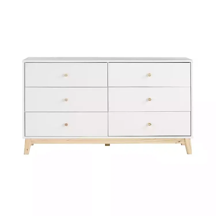 Dressers & Chests-Kirklands Home Wood 6-Drawer Footed Dresser White