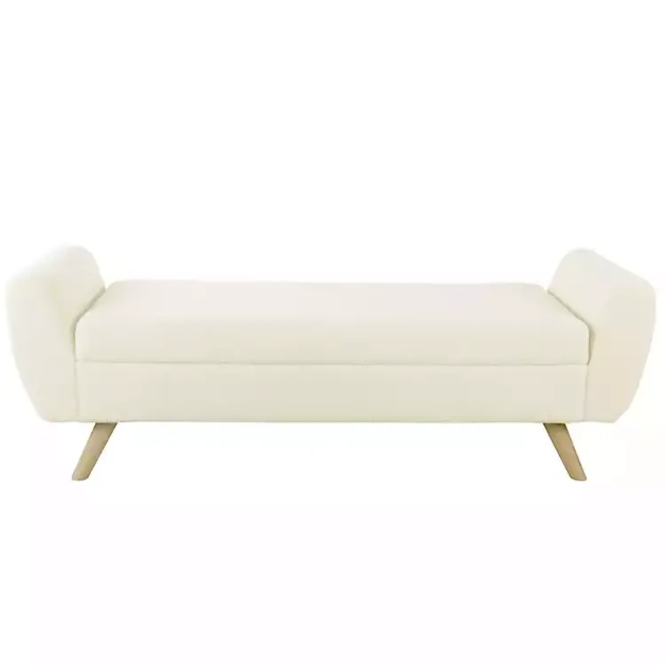 Benches & Ottomans-Kirklands Home Cream Sherpa and Wood Storage Bench Ivory