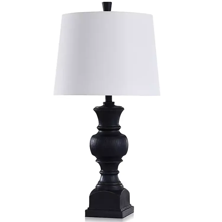 Table Lamps-Kirklands Home Onyx Wood Grain Table Lamp Black