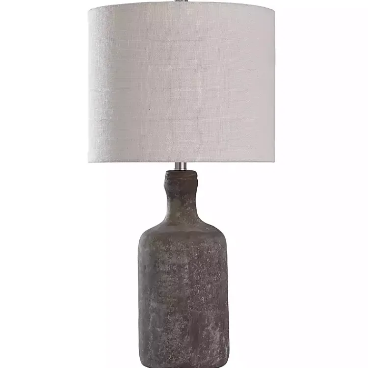 Table Lamps-Kirklands Home Gray Concrete Jug Table Lamp Ivory