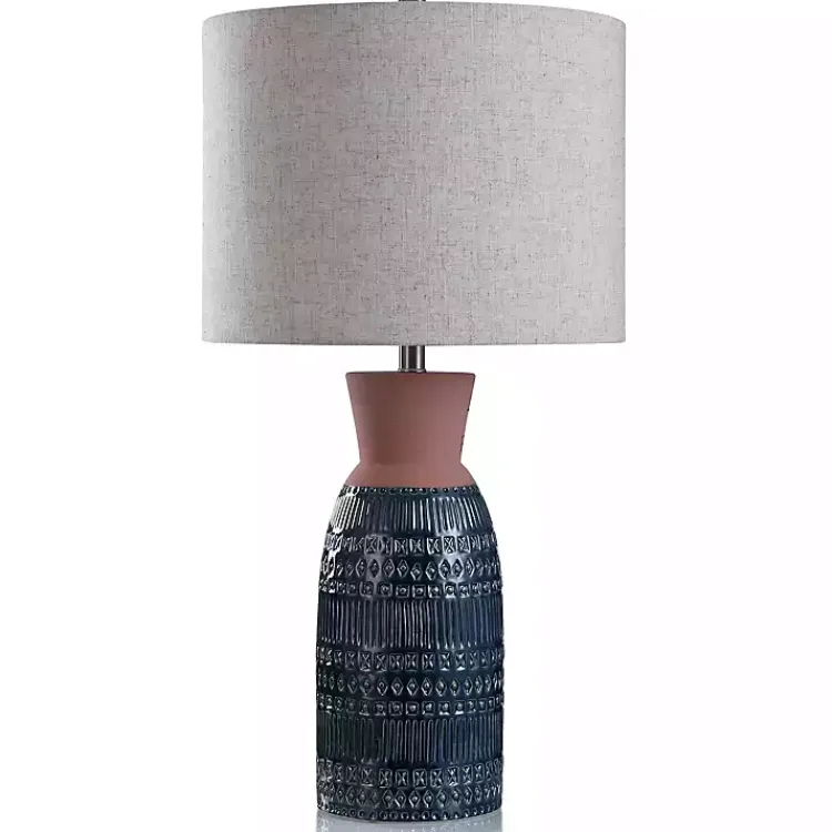 Table Lamps-Kirklands Home Terracotta and Dark Ceramic Table Lamp Blue