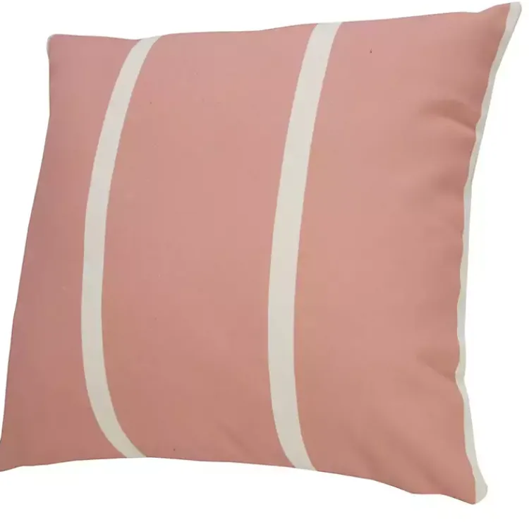 Outdoor Cushions & Pillows-Kirklands Home Sunset Pink Double Stripe Outdoor Pillow