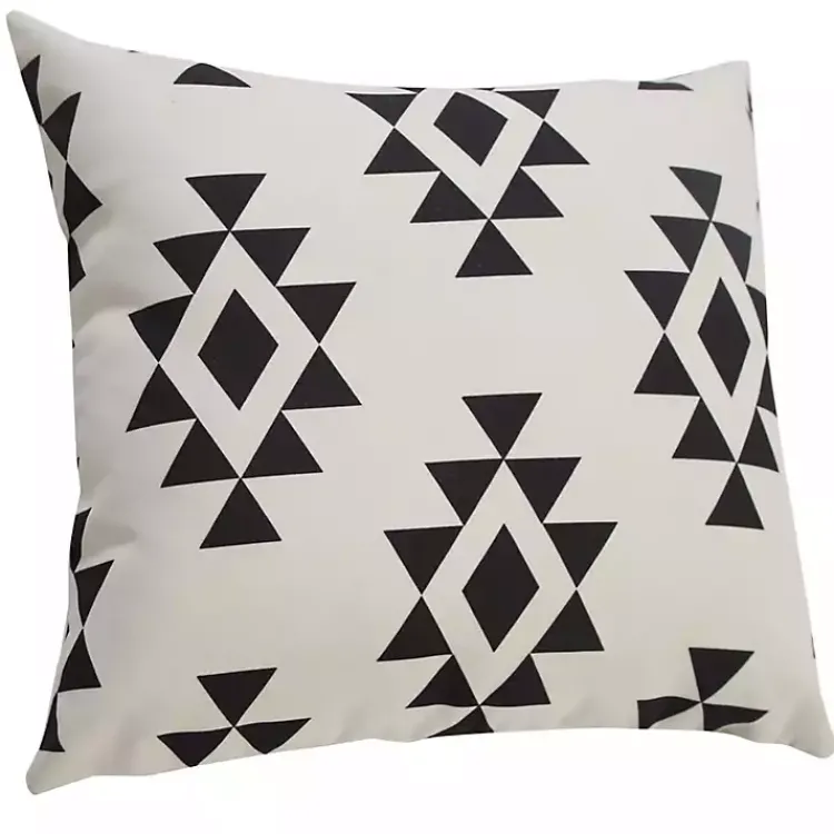 Outdoor Cushions & Pillows-Kirklands Home Black Southwestern Geometric Outdoor Pillow
