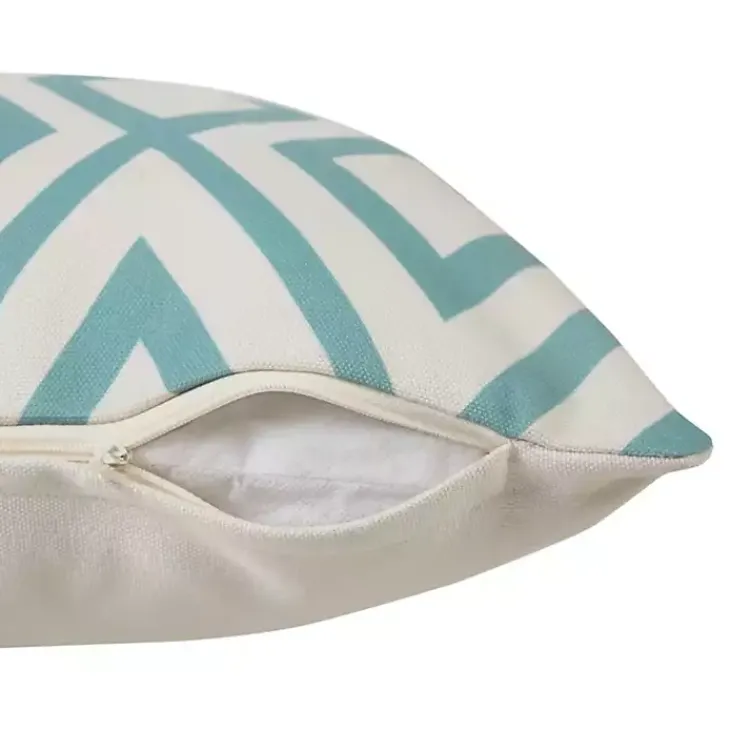 Outdoor Cushions & Pillows-Kirklands Home Turquoise Geometric Diamond Outdoor Pillow