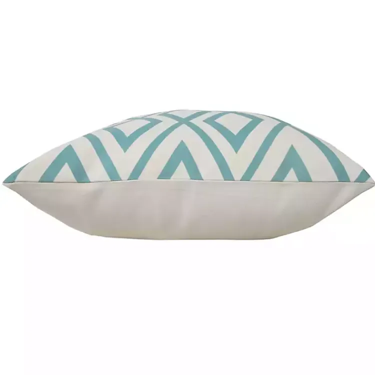 Outdoor Cushions & Pillows-Kirklands Home Turquoise Geometric Diamond Outdoor Pillow