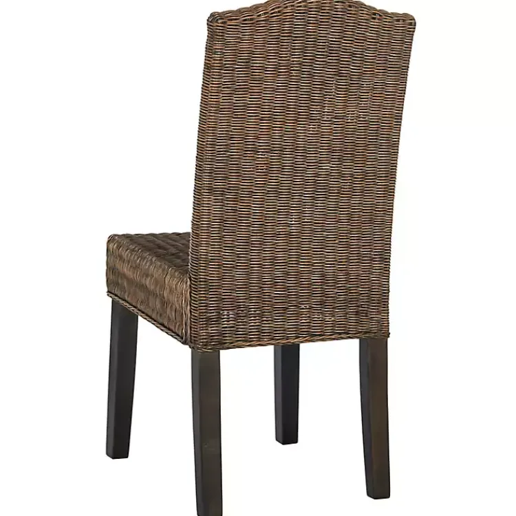 Dining Chairs-Kirklands Home Camelback Wicker Dining Chairs, Set of 2 Brown
